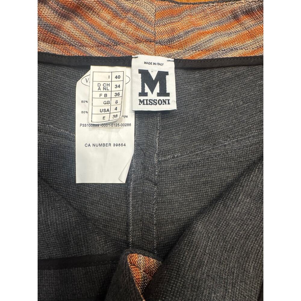 Missoni Knit Trim Gray Wool Blend Pants Made in Italy Size 40 NWT - Picture 4 of 6